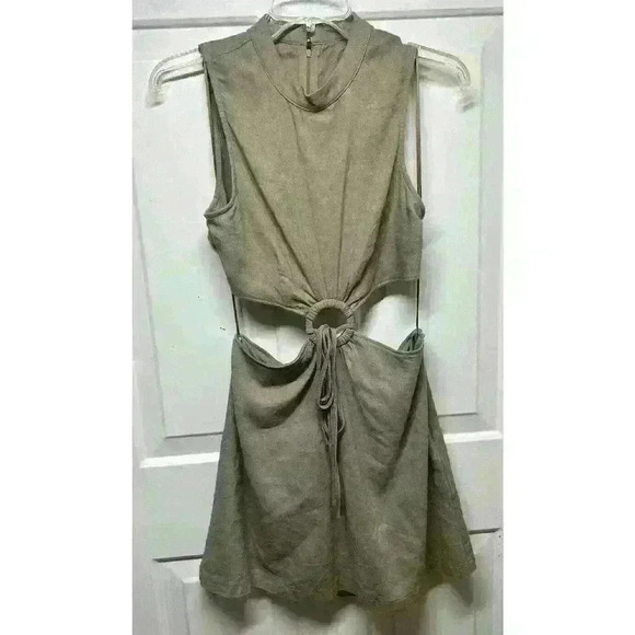 altar'd state Mini dress Body Con Cut Out Sz Medium Brown Tan Sleeveless - Picture 2 of 10